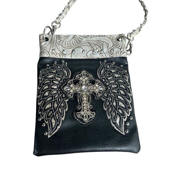 The Chic Bag Designer Crossbody Bag Embellished Angel Wings and Cross Small - Picture 2 of 8